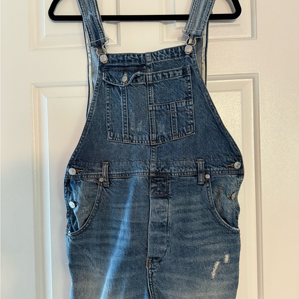 We The Free Patterned Denim Overalls